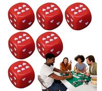 Dice Set, Acrylic Playing Dice, Heart Shaped Dot Design, Rounded Corner Pieces, Ideal for Travel, Classroom Activities, Holiday Events, Game Night, 0.98 Inch, White, Red