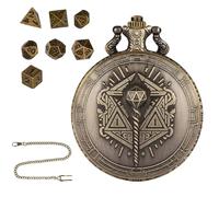 Dice Set, Pocket Watch Case, Pocket Watch Shell Case, Metal Dice Set with Vintage Pocket Watch Case, Portable and Compact Tiny Dice Accessories, Vintage Dice Set for Tabletop