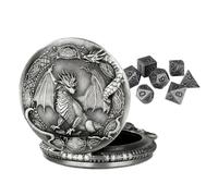 Dice Set | Portable Metal Toy with Pocket Watch Case - 7 Pieces Polyhedral Dice,for Players Beginners Adults Board Game Party Home Travel Holiday