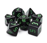 Dice4friends DIC17502 - Set di dadi Opaque: Chon territe, nero/verde (7) cubi