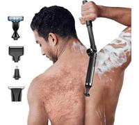 diceevil Rasoio Schiena Uomo, 4 In 1 Rasoio Elettrico Corpo Uomo, IPX6 Impermeabile, Depilatore Intimo con Braccio Estensione Regolabile Per Rasatura Da Bagnato O Da Asciutto