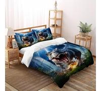 DICENOR Città dei Dinosauri Set Di Biancheria Da Letto Microfibra Di Poliestere animaleei Microfibra Copripiumino 3 Pezzi Per Bambini,adulti(2 Federa 50x75) Double（200x200cm）