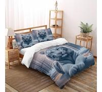 DICENOR Tigre bianca Snowy Per Letto Matrimoniale 100% Microfibra animaleei carini Microfibra Copripiumino 3 Pezzi Per Bambini,adulti(2 Federa 50x75) Super King（260x220cm）