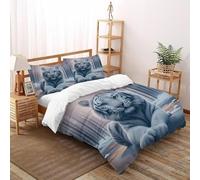 DICENOR Tigre bianca Snowy Set Di Biancheria Da Letto Microfibra Di Poliestere animaleei carini Set Copripiumino 3 Pezzi Per Bambini,adulti(2 Federa 50x75) King（220x240cm）