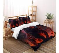DICENOR Tigre della Fiamma Bedding Set Morbido Ed Ipoallergenico Animal Set Copripiumino Reversibile 3 Pezzi Per Bambini,ragazzi,ragazze,adulti (2 Federa 50x75) Double(200x200cm)