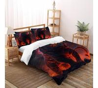 DICENOR Tigre della Fiamma Per Letto Matrimoniale 100% Microfibra Animal Set Copripiumino 3 Pezzi Per Bambini, Ragazzi, Ragazze, Adulti, (2 Federa 50x75) Super King(260x220cm)