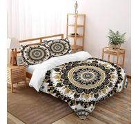 DICENOT Brown Boemia Set Di Biancheria Da Letto artee Copripiumino 2 Pezzi Comfort in Cotone Per Coppia Adulti Doppia Con Chiusura Double（200x200cm）