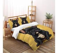 DICENOT Bulldog francese Set Di Biancheria Da Letto Animalii Copripiumino 2 Pezzi Comfort in Microfibra Per Coppia Adulti Doppia Con Cerniera Double（200x200cm）
