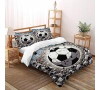 DICENOT Calcio Set Di Biancheria Da Letto Artee Copripiumino 2 Pezzi Comfort Cotone Per Bambini, Federa Double（200x200cm）