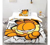 DICENOT Garfield Set Di Biancheria Da Letto Artee Copripiumino 2 Pezzi Morbidezza in Morbida Microfibra Per Bambini, Con 2 Federe Single(135x200cm)