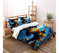 DICENOT Halloween Garfield Set Di Biancheria Da Letto Artee Copripiumino 2 Pezzi Comfort Bassa Allergia Per Coppia Adulti Doppia 1 Federa Double(200x200cm)