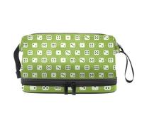 Dices - Trousse per cosmetici a doppio strato con sfondo verde, per donne e ragazze, borsa da viaggio per trucchi, pratica borsa organizer con scomparto per pennelli, Multi, 27x15x14 cm/10.6x5.9x5.5