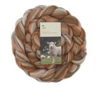 DICHA Fine lana merino Roving - tinto a mano in splendide miscele di colori per infeltrimento ad ago, infeltrimento bagnato, filatura e tessitura - morbida fibra pettinata - 141,7 g - caramello moka