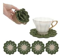DICHA Sottobicchieri a forma di foglia all'uncinetto, set di sottobicchieri per bevande, sottobicchieri da bar, per tavolino, scrivania, set da 5
