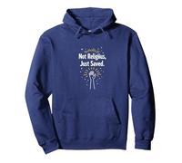 Dichiarazione di Fede Religiosa Non Religiosa, Solo salvata Felpa con Cappuccio, Unisex per Adulti, Navy, XL