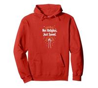 Dichiarazione di Fede Religiosa Non Religiosa, Solo salvata Felpa con Cappuccio, Unisex per Adulti, Rosso, XL