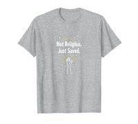 Dichiarazione di Fede Religiosa Non Religiosa, Solo salvata Maglietta, Uomo, Grigio Melange, 4XL