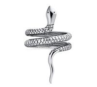 Dichiarazione Di Moda Boho Stile Vintage Animale Da Giardino Animale Rettile Egiziano Avvolgere Bobina Serpente Anello Banda Donne Ossidato .925 Sterling Silver