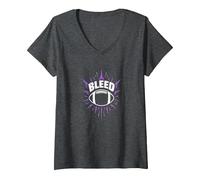 Dichiarazione sulla Passione dei Tifosi di Calcio dei Bleed Purple Maglietta con Collo a V, Donna, Grigio Scuro, L