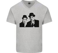 Dick E Doof Aka Laurel & Hardy Maglietta In Cotone A V Per Uomo