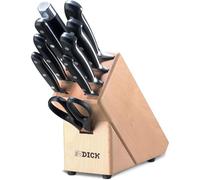 Dick F Blocco coltelli in Legno Premier Plus 9 Pezzi (Set con Coltello da Cucina, Coltello affettatrice, Coltello da Ufficio, Coltello per Osso, Forbici da Carne + Acciaio da Stiro)