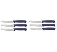 Dick F ProDynamic 85015112-12 Utility Knife Set 6 Pieces with Serrated Edge (Blue Kitchen Knife, Blade Length 11 cm, Utility Knife, Blade X55CrMo14 Steel, Hardness 56° HRC)