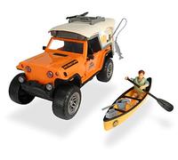 Dickie Playlife Set Campeggio con Jeepster Commando, Barca a Remi, Personaggio articolato, luci Suoni e Accessori