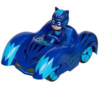 Dickie Toys 203142000 PJ Masks Mission Racer Gattoboy - Veicolo ruote libere, pressofuso, luci e suoni, riproduzione della sigla del cartone animato statuetta Catboy,12 cm, blu, con batterie