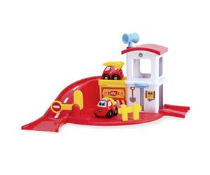 Dickie Toys ABC - Felix Fire Station (42 x 33 cm) - Set pompieri a partire da 1 anno con rampa, 2 auto giocattolo e funzioni, giocattolo auto per neonati e bambini dai 12 mesi in su