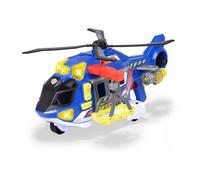 Dickie Toys - Elicottero di soccorso 39 cm, 203307002, +3 anni, sistema a ruota libera, luci e suoni, gancio motorizzato, pale del rotore meccaniche, portelloni apribili, barella di salvataggio