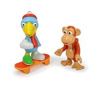Dickie Toys, Eroi della Città, Il Set di Statuette con Kasimir Il Corvo e Anton la Scimmia, Inclusi.Skateboard con Ruota Libera e figurina Adesiva con codice Segreto.