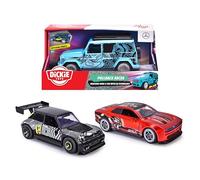 Dickie Toys - Pullback Racer (1 pezzo) - Auto con motore di ritiro per bambini dai 3 anni in su, con pneumatici in gomma e porte apribili, scelta casuale tra 3 auto giocattolo, 15 cm ciascuno