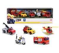 Dickie Toys Sam 203094007 - Confezione da 5 pezzi Die Cast Auto, Vigile del fuoco Sam, giocattolo Sam, pompiere, pompiere Sam, set regalo