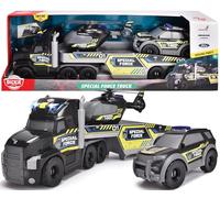 Dickie Toys - Special Force Auto giocattolo a partire dai 3 anni - Set di veicoli con grande camion (70 cm) con luce e suono, rimorchio, elicottero e auto, giocattolo della polizia per bambini, con