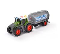 Dickie Toys - Trattore Fendt con ciondolo a forma di latte (26 cm) - Recipiente giocattolo con serbatoio per latte per bambini dai 3 anni in su, veicolo da fattoria con luce e suono, 203734000ONL,