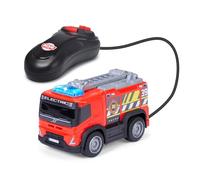 Dickie Toys - Volvo FMX Fire Engine (13 cm), camion dei pompieri per bambini dai 3 anni in su, controllo cavi, scala con funzione di sollevamento, luce, guida avanti e indietro, giocattolo dei vigili