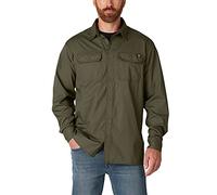 Dickies Camicia da Uomo Flex Ripstop a Maniche Lunghe con Colletto a Bottoni, Militare, Verde, L