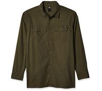 Dickies Camicia da Uomo Flex Ripstop a Maniche Lunghe con Colletto Button Down, Verde Militare, S