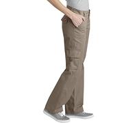 Dickies Donna, Pantaloni cargo in twill taglio dritto, RISCIACQUATO CIOTTOLI MARRONE, 4/Regular