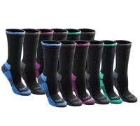 Dickies Dri-Tech Essential Moisture Control Crew Socks, Available in S-XL (6, Pairs) Calzino Casual, Nero Assortito (12 Paia), 9-13 Años (Pacco da 24) Donna