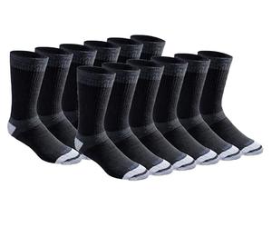 Dickies Dri-tech Moisture Control Max Full Cushion Crew Calzini da uomo, disponibili in M-XL (6, 12 paia), Nero (12 paia), X-Large