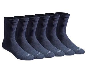 Dickies Dri-Tech Moisture Control Mid-Crew Length Socks, Available in M-XL (6, 12 Pairs) Calzini, Lunghezza Comfort, Blu Navy (6 Paia), M (Pacco da 6) Uomo