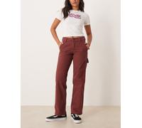 Dickies - Duck - Pantaloni a fondo ampio in tela bordeaux scuro-Rosso W28 L30