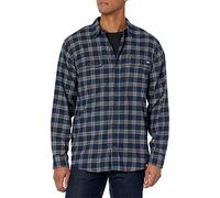 Dickies Flex Long Sleeve Flannel Shirt Camicia Button-Down, Ink Navy/Chocolate Brown/Clear Blue Unbalanced, S Uomo