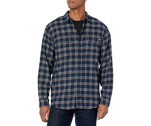 Dickies Flex Long Sleeve Flannel Shirt Camicia Button-Down, Ink Navy/Chocolate Brown/Clear Blue Unbalanced, S Uomo