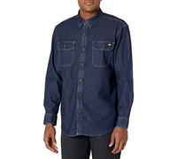 Dickies Men's Flex Long Sleeve Shirt Camicia Button-Down, Dark Denim Wash, L Uomo