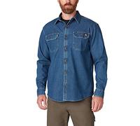Dickies Camicia a Maniche Lunghe da Uomo Flessibile Button-Down, Lavaggio Denim Medio, M