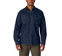 Dickies Flex Long Sleeve Shirt Camicia Button-Down, Lavaggio Denim Scuro, M Uomo