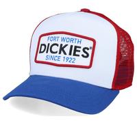 Dickies Fort Worth Trucker Cap - Cappello Unisex Bianco Rosso Blu • Logo Ricamat