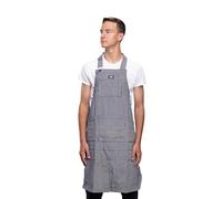 Dickies Grembiule da lavoro con 6 tasche, in tela di cotone resistente, cinghie completamente regolabili, spacco sulle gambe, lavabile in lavatrice, a righe in noce americano blu e bianco
